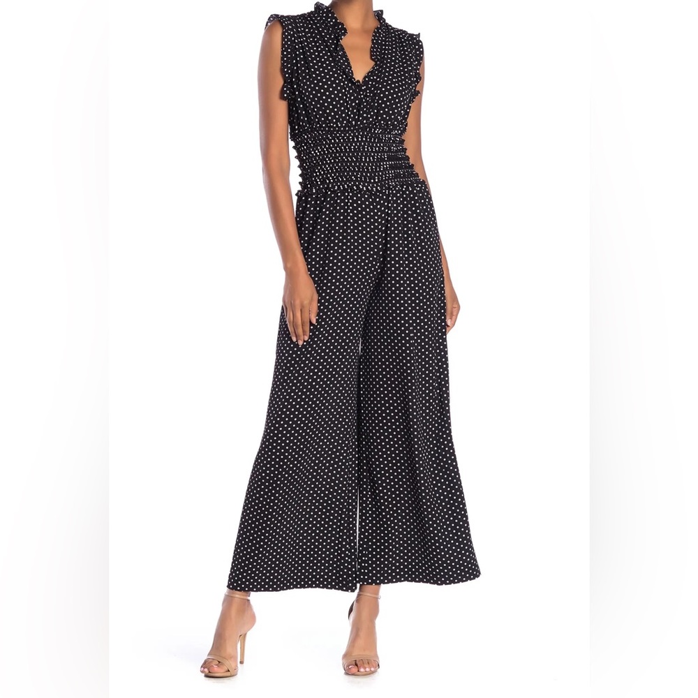 Max studios Wide leg jumpsuit. Black and white polka dot. Size XS.